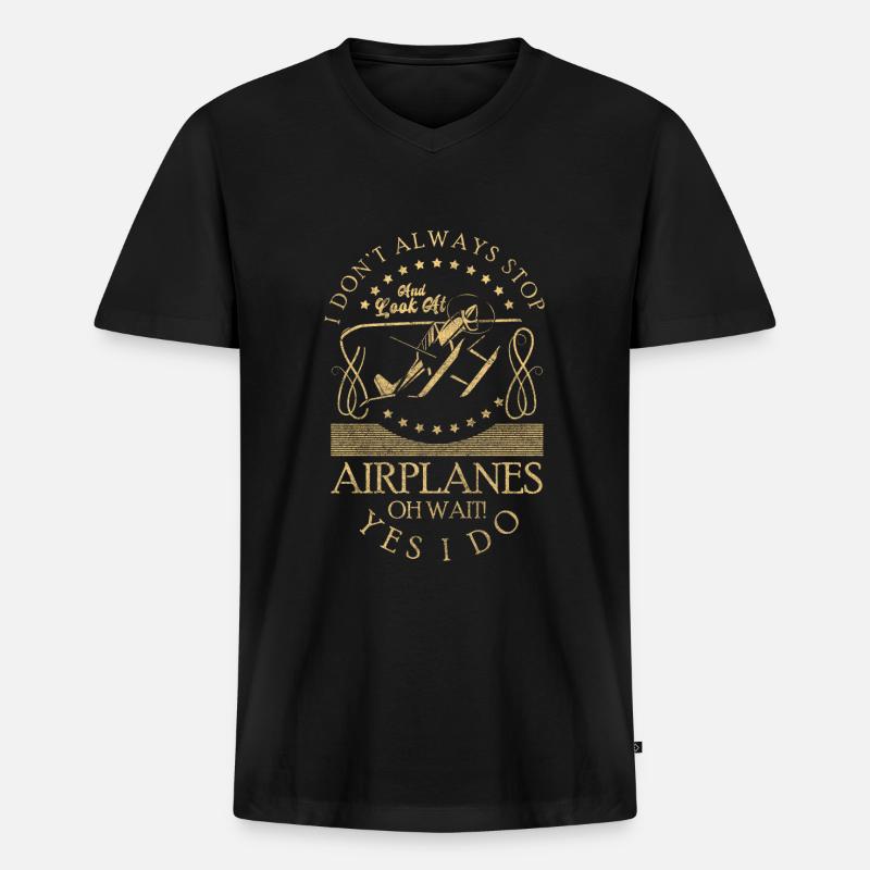 Modellflugzeug Hobby Kunst - Männer Premium Bio T-Shirt mit V-Ausschnitt - Schwarz