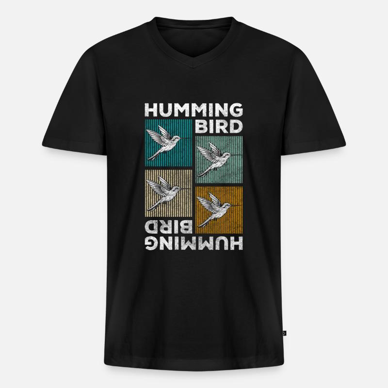 Kolibris Süß Zeichen - Männer Premium Bio T-Shirt mit V-Ausschnitt - Schwarz