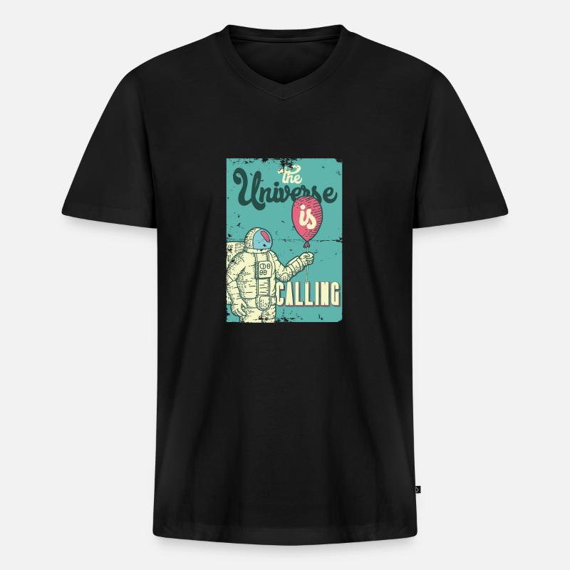The Universe is Calling Geschenkidee - Männer Premium Bio T-Shirt mit V-Ausschnitt - Schwarz