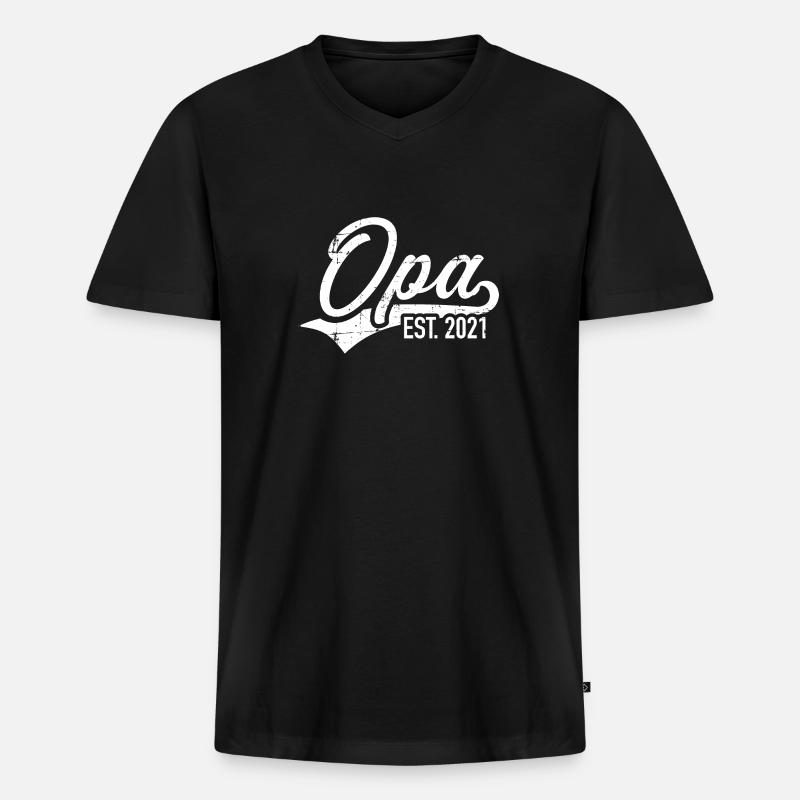 Opa 2021 - Männer Premium Bio T-Shirt mit V-Ausschnitt - Schwarz