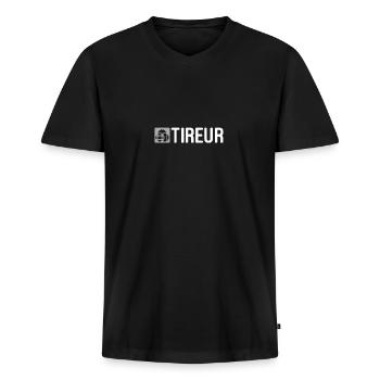 Pétanque-style shooter. Petanque fans - Men's Premium Organic T-shirt with V-neck - black - Front - Nico (187cm)