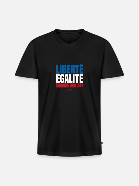 LIBERTY EQUALITY GRILLED SARDINES! - Men's Premium Organic T-shirt with V-neck - black