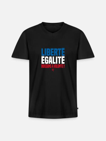 FREEDOM, EQUALITY, UNLIMITED DRINKS! - Men's Premium Organic T-shirt with V-neck - black