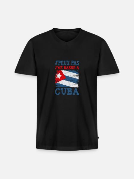 Je peux pas je me barre à Cuba. Futur cubain - T-shirt encolure en V Premium bio Homme - noir