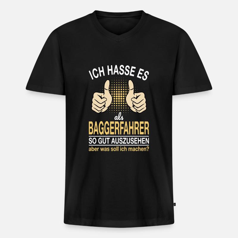 Baggerfahrer Spruch - Männer Premium Bio T-Shirt mit V-Ausschnitt - Schwarz