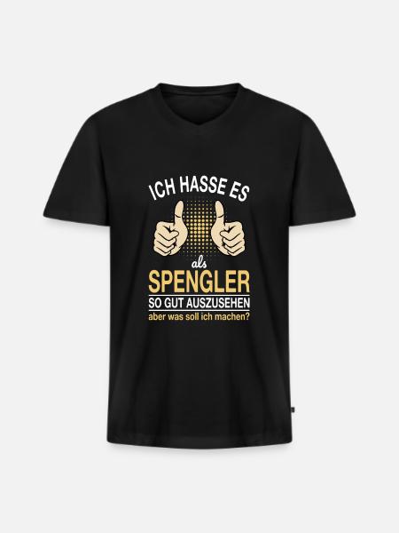 Spengler Spruch - Männer Premium Bio T-Shirt mit V-Ausschnitt - Schwarz