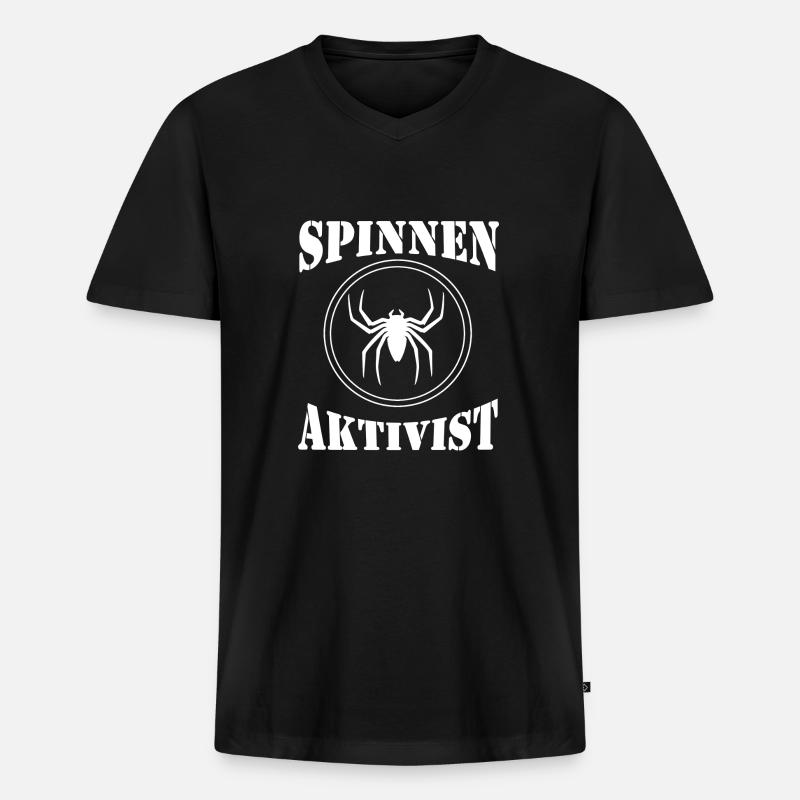 Spinnen, Spinne - Männer Premium Bio T-Shirt mit V-Ausschnitt - Schwarz