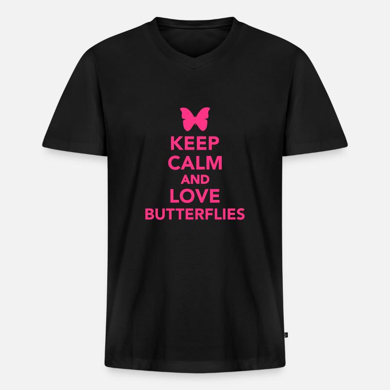 Schmetterling - Männer Premium Bio T-Shirt mit V-Ausschnitt - Schwarz