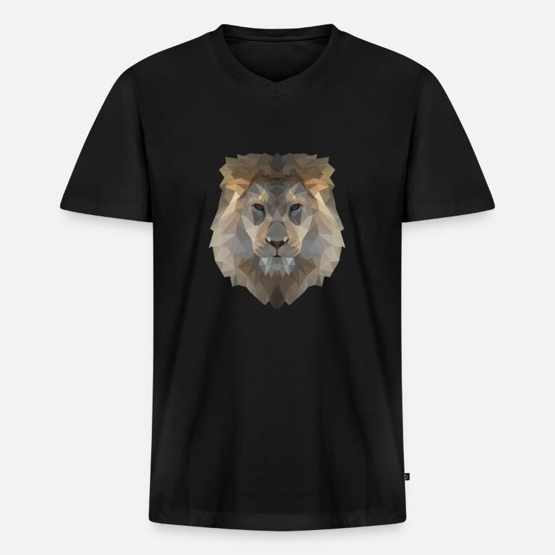 Lion Head - Männer Premium Bio T-Shirt mit V-Ausschnitt - Schwarz