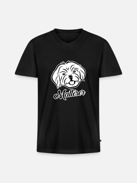 Malteser - Männer Premium Bio T-Shirt mit V-Ausschnitt - Schwarz