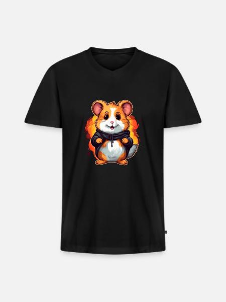 Mignon hamster - T-shirt encolure en V Premium bio Homme - noir