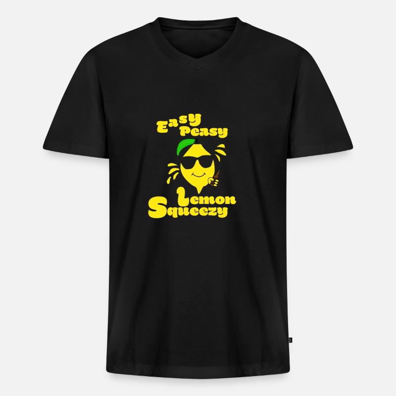 Easy Peasy Lemon Squeezy - Männer Premium Bio T-Shirt mit V-Ausschnitt - Schwarz