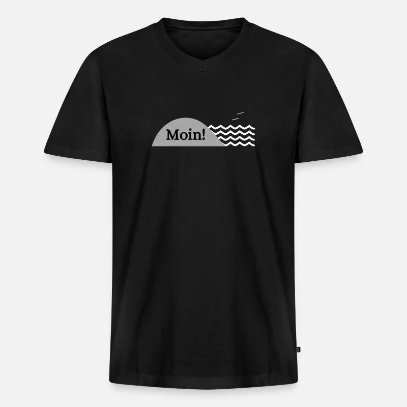 Moin! - Männer Premium Bio T-Shirt mit V-Ausschnitt - Schwarz