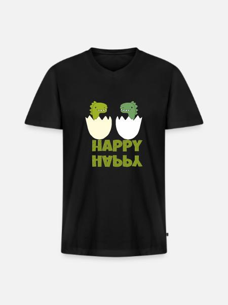 Dinos Happy - Men's Premium Organic T-shirt with V-neck - black