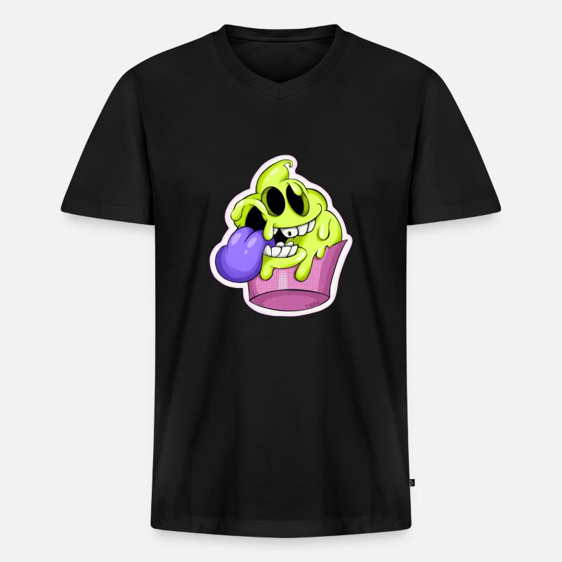 Muffinman - Männer Premium Bio T-Shirt mit V-Ausschnitt - Schwarz