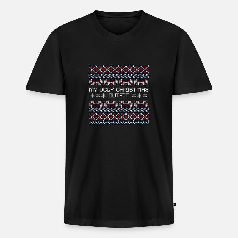 Grim julegave - Premium økologisk T-shirt med V-hals til mænd - sort
