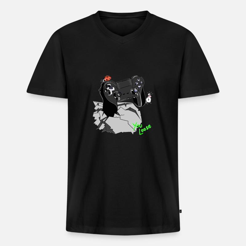 Controller Gamepad Wolly Sheepling - Männer Premium Bio T-Shirt mit V-Ausschnitt - Schwarz