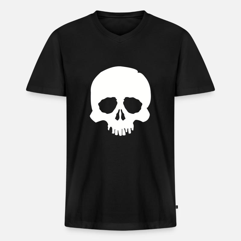 skull - Männer Premium Bio T-Shirt mit V-Ausschnitt - Schwarz