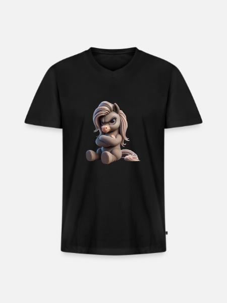 Pony grim 1 - Men's Premium Organic T-shirt with V-neck - black