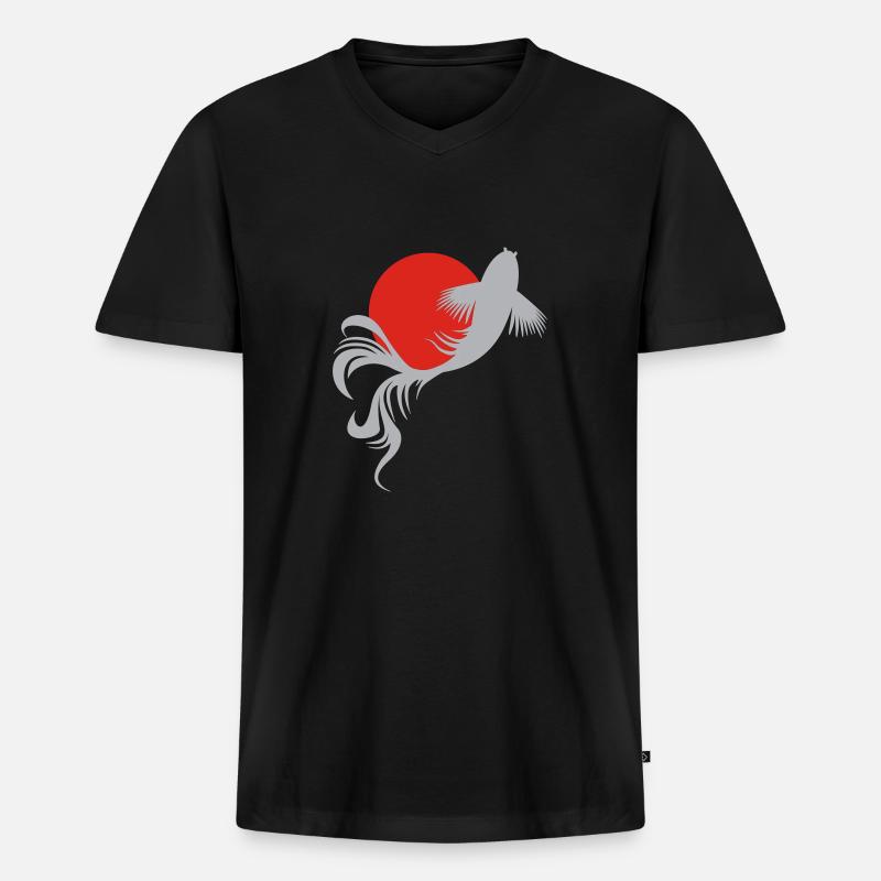 Roi der Koi-Karpfen - Männer Premium Bio T-Shirt mit V-Ausschnitt - Schwarz