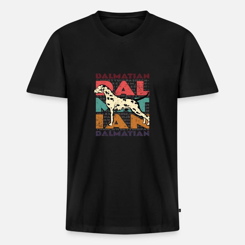 Dalmatiner - Männer Premium Bio T-Shirt mit V-Ausschnitt - Schwarz