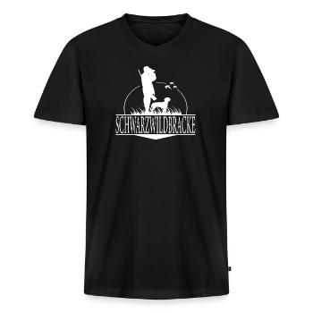 SCHWARZWILDBRACKE Jagdhunde Jäger Wilsigns - Männer Premium Bio T-Shirt mit V-Ausschnitt - Schwarz - Vorne - Nico (187cm)
