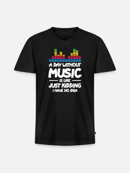 A Day Without Music - Men's Premium Organic T-shirt with V-neck - black