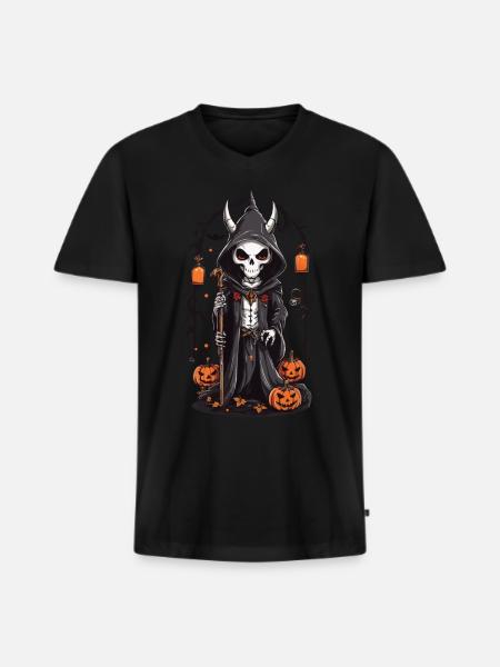 Halloween Skeleton Druid Magic - Men's Premium Organic T-shirt with V-neck - black