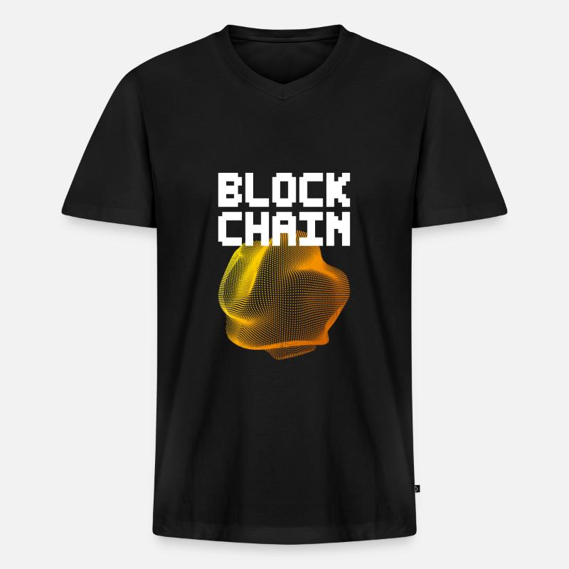 Blockchain - Männer Premium Bio T-Shirt mit V-Ausschnitt - Schwarz