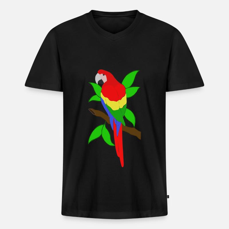 Ara Papagei - Männer Premium Bio T-Shirt mit V-Ausschnitt - Schwarz