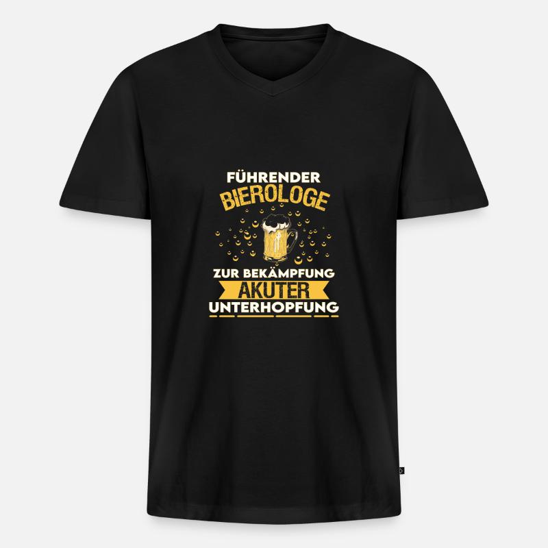 Führender Bierologe Bekämpfung Unterhopfung Bier - Männer Premium Bio T-Shirt mit V-Ausschnitt - Schwarz