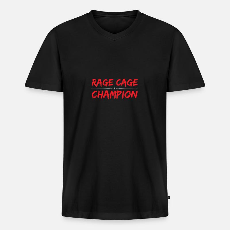 Rage Cage Champion - Männer Premium Bio T-Shirt mit V-Ausschnitt - Schwarz
