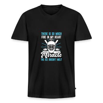 Eishockey - Männer Premium Bio T-Shirt mit V-Ausschnitt - Schwarz - Vorne - Nico (187cm)