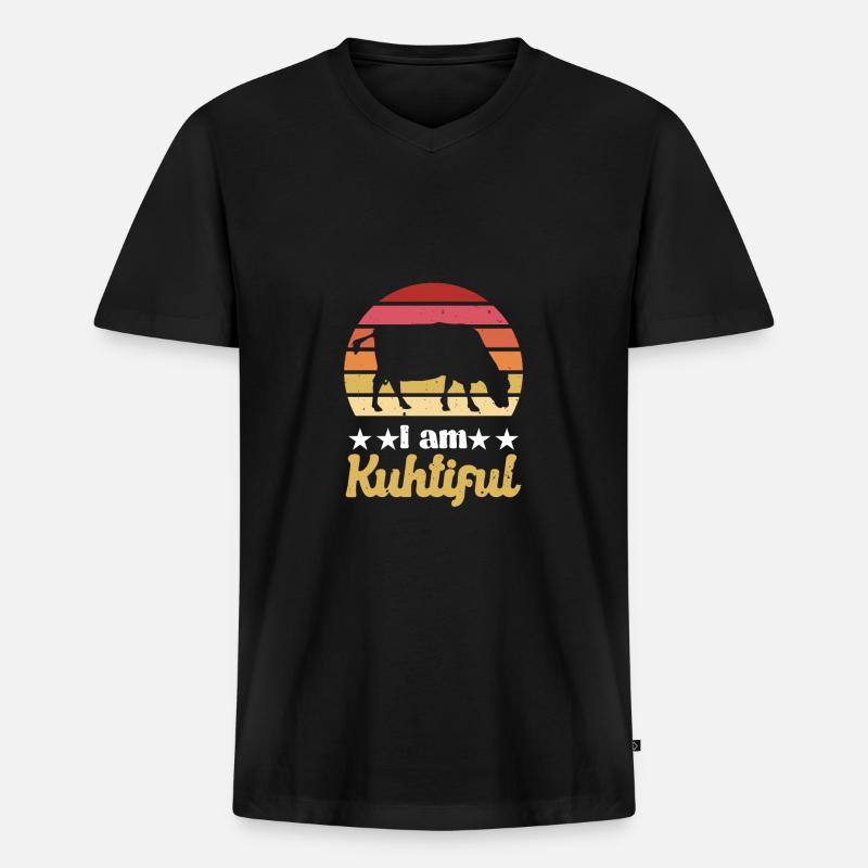 Kuhtiful Kuh - Männer Premium Bio T-Shirt mit V-Ausschnitt - Schwarz