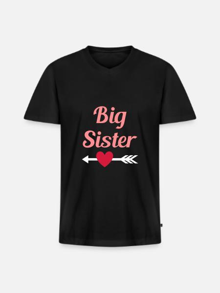 Big sister (arrow, heart) - Men's Premium Organic T-shirt with V-neck - black