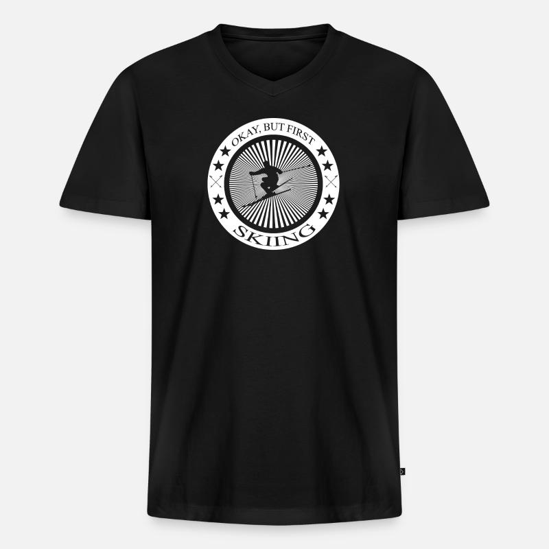 Skiing - Männer Premium Bio T-Shirt mit V-Ausschnitt - Schwarz