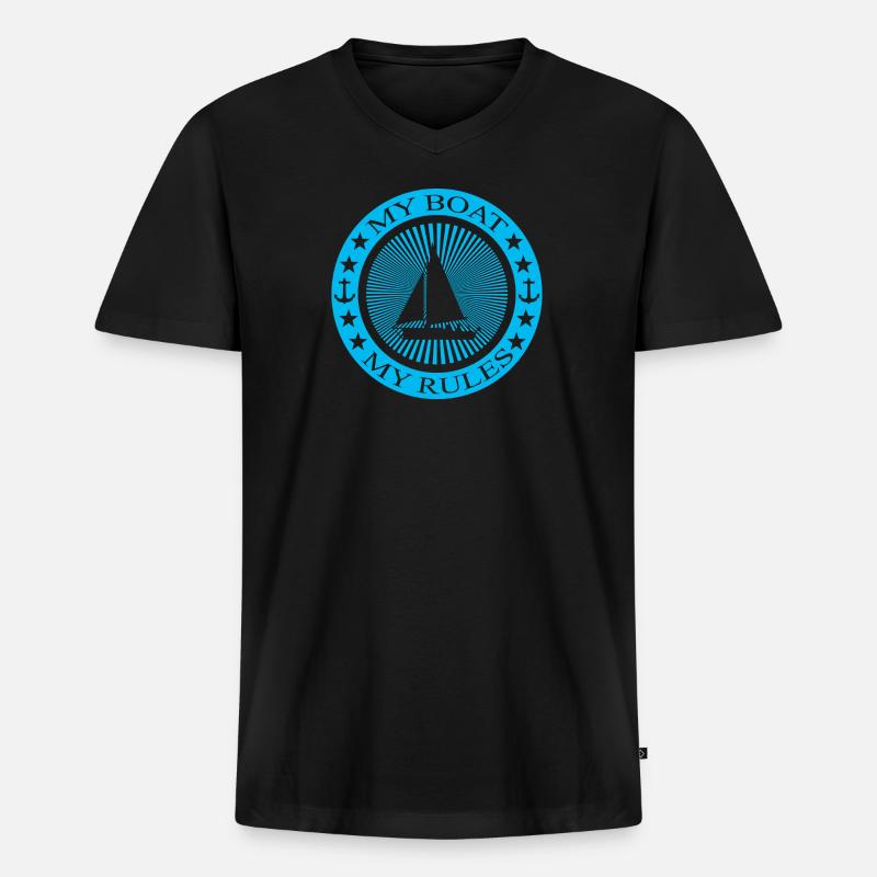Segeln Sailing - Männer Premium Bio T-Shirt mit V-Ausschnitt - Schwarz