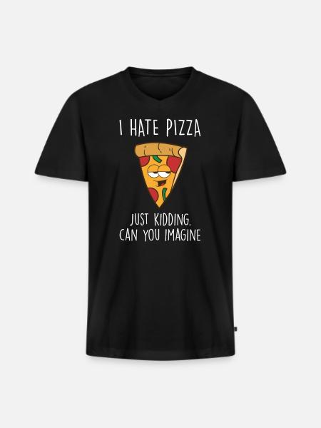 Pizza - Männer Premium Bio T-Shirt mit V-Ausschnitt - Schwarz