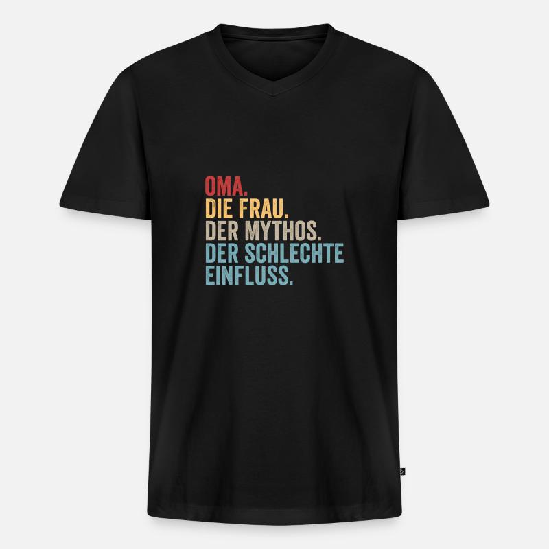 Großmutter Oma - Männer Premium Bio T-Shirt mit V-Ausschnitt - Schwarz