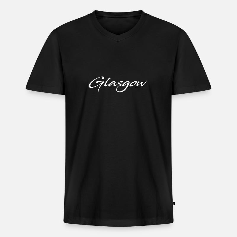 Glasgow - Men's Premium Organic T-shirt with V-neck - black