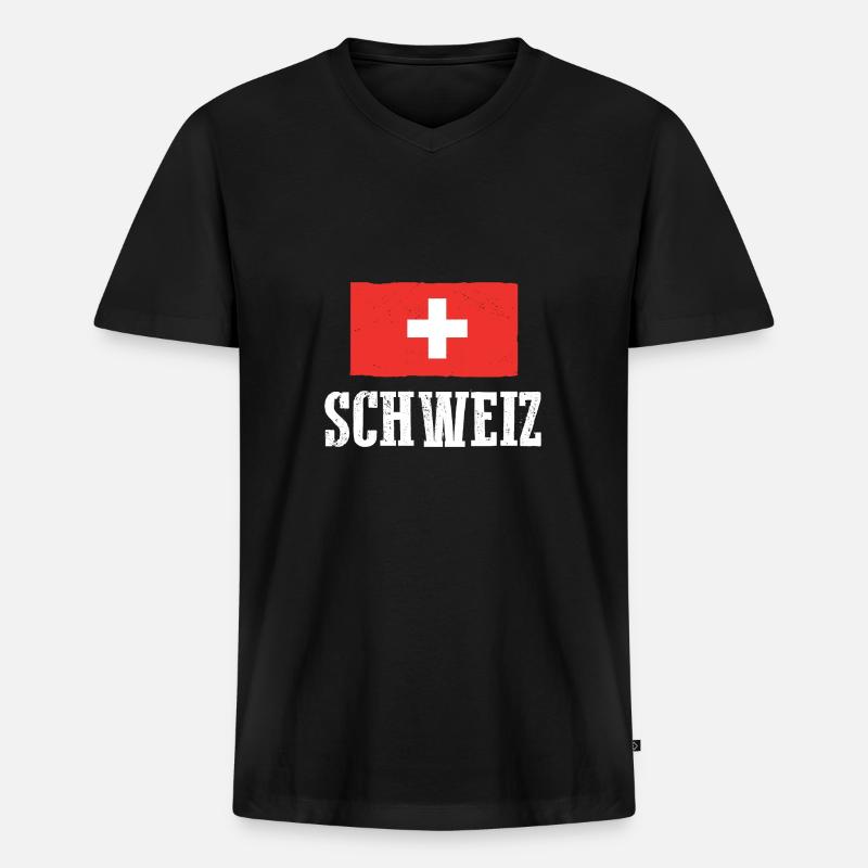 Schweizer Schweiz - Männer Premium Bio T-Shirt mit V-Ausschnitt - Schwarz