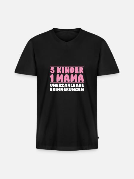 Maman de 5 enfants - T-shirt encolure en V Premium bio Homme - noir