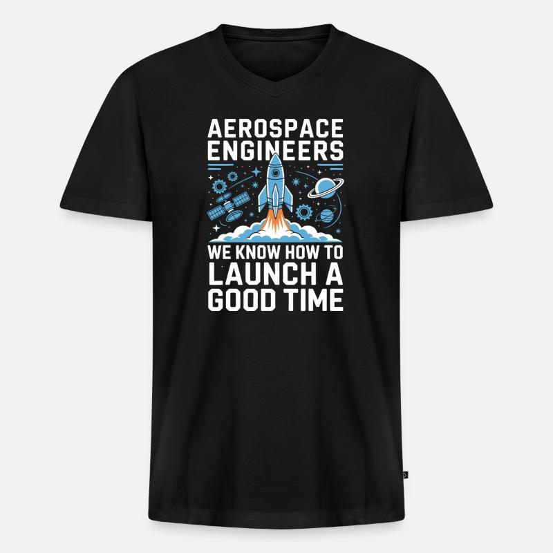 Aerospace Engineer Rocket Launch Humor - Männer Premium Bio T-Shirt mit V-Ausschnitt - Schwarz