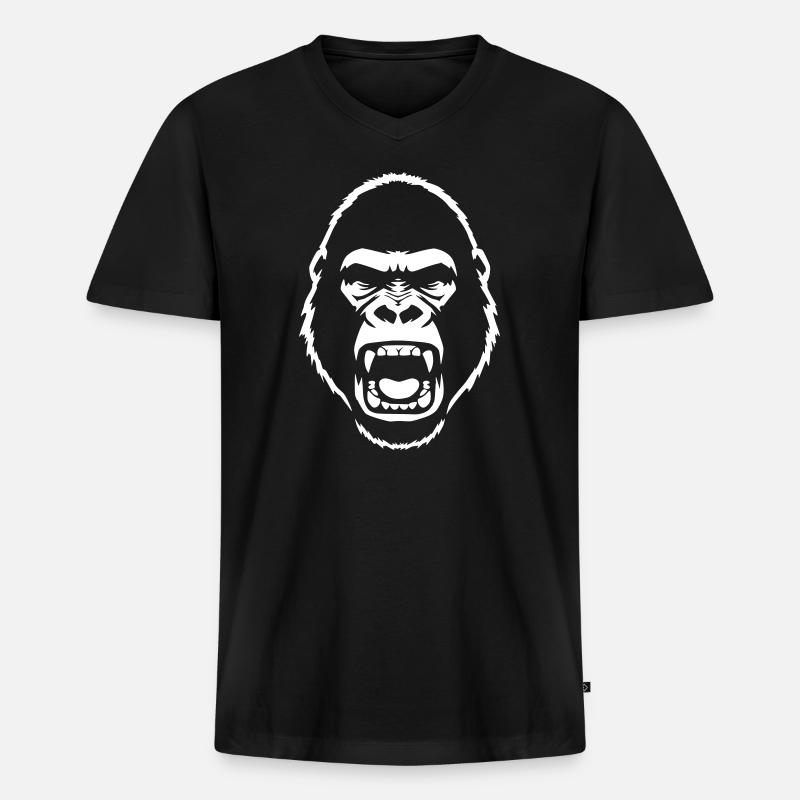 wuetender-gorilla-stencil-grunge-vector_path128 - Männer Premium Bio T-Shirt mit V-Ausschnitt - Schwarz