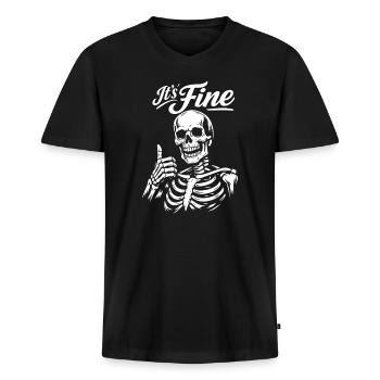 Son Squelette Parfait Pouce Levé - T-shirt encolure en V Premium bio Homme - noir - Devant - Nico (187cm)