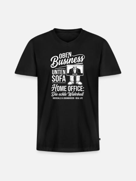 Home office: Business upstairs, sofa downstairs - Men's Premium Organic T-shirt with V-neck - black