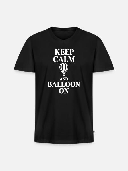 Keep Calm And Balloon On - Men's Premium Organic T-shirt with V-neck - black