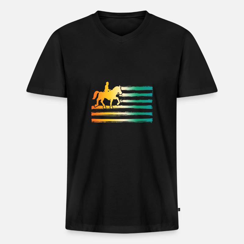 Reiten Pferde - Männer Premium Bio T-Shirt mit V-Ausschnitt - Schwarz