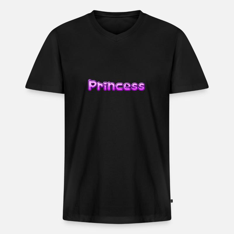 Text Princess - Männer Premium Bio T-Shirt mit V-Ausschnitt - Schwarz
