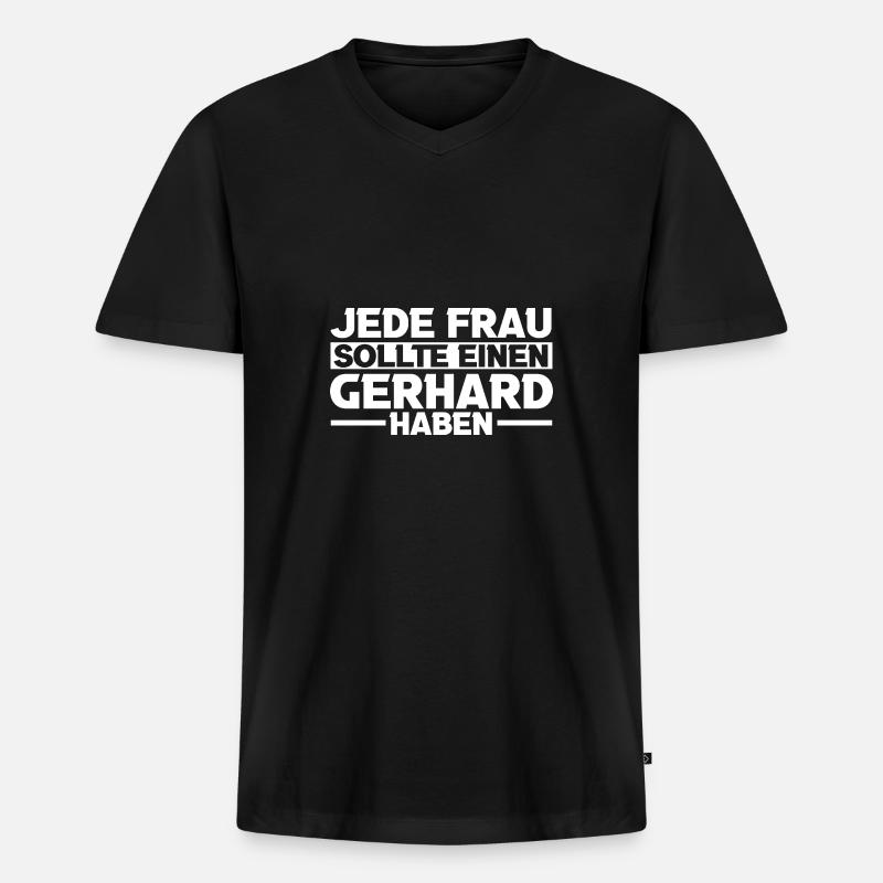 Gerhard - Männer Premium Bio T-Shirt mit V-Ausschnitt - Schwarz